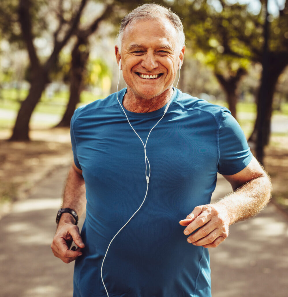 Senior-running-roanoke-va-top-rated-vascular-care Active senior man jogging outdoors to support heart and vascular health in roanoke, virginia.